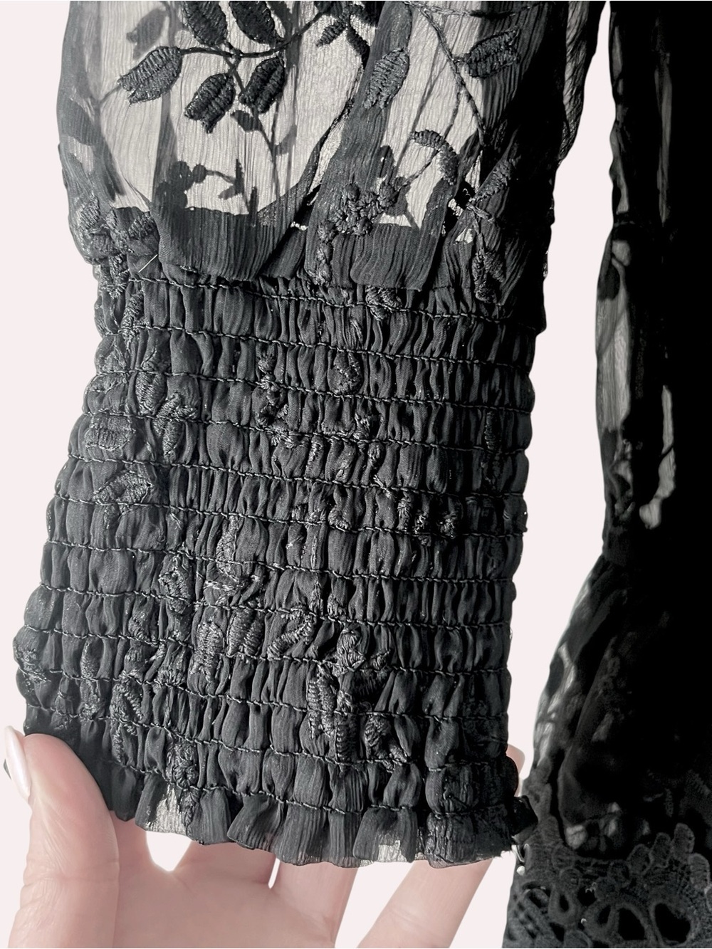 the clothing company Black Eyelet-Trim Crochet Embroidered Floral Mini Dress - Picture 4 of 10